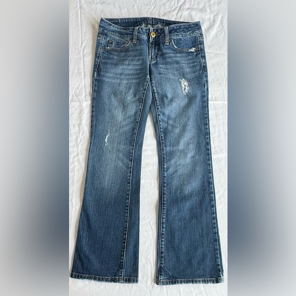 American Eagle Outfitters Blue Flare Jeans 0 SHORT